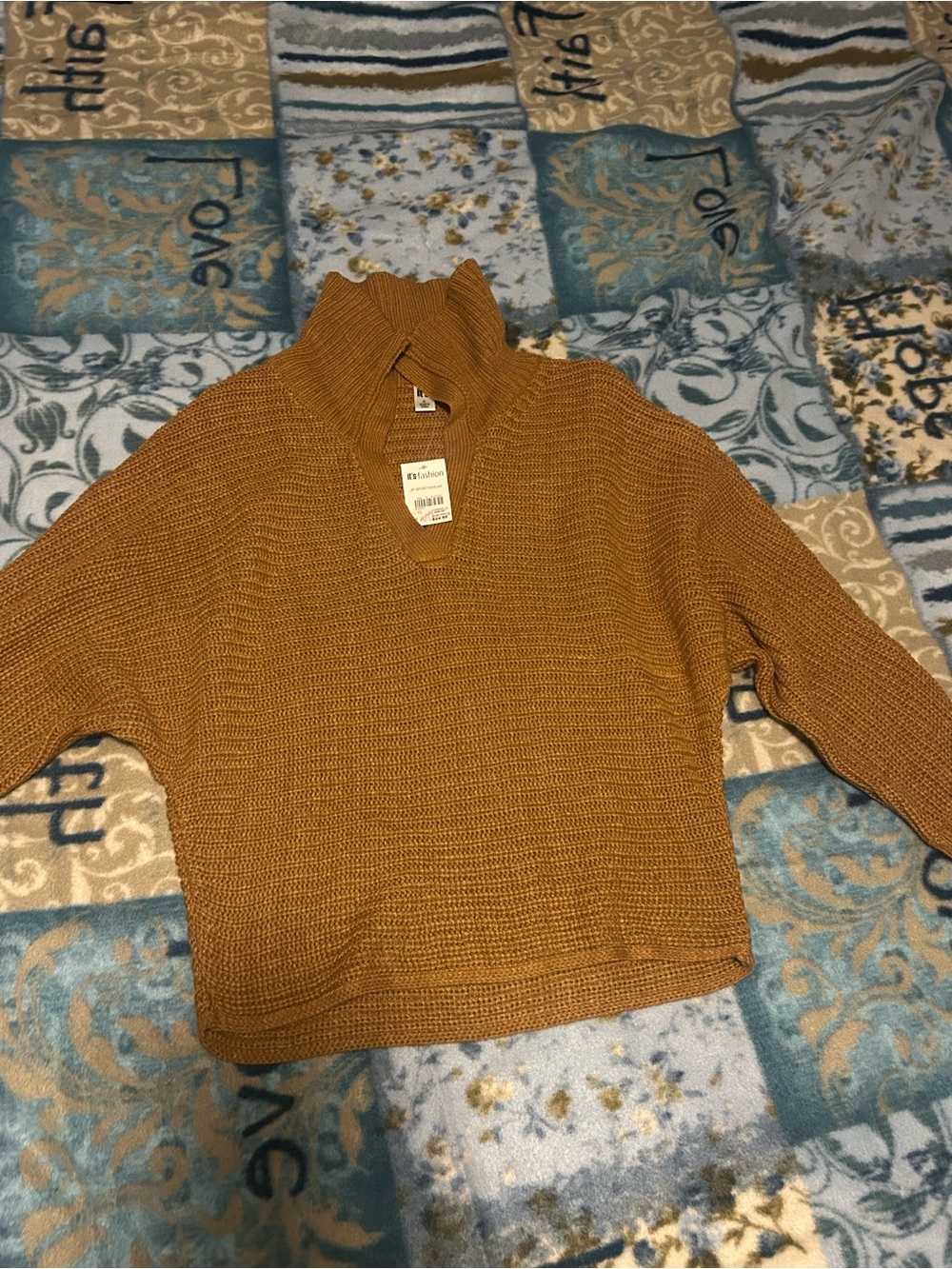 Ribbed Funnel Neck Sweater in Mustard